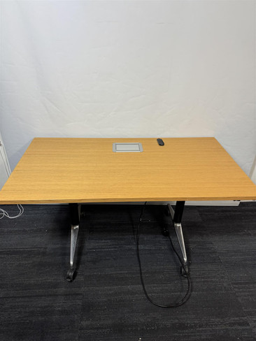 Oak And Silver Flip - Top Table With Power  (FFE-3CB-1AA)