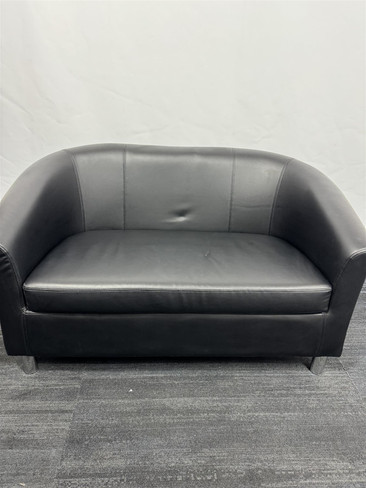 Black Faux Leather 2 Seater Sofa (707-888-316)