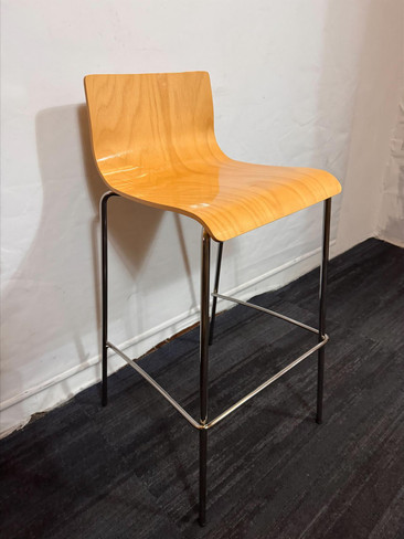 Beech And Silver Stool (419-43E-90E)