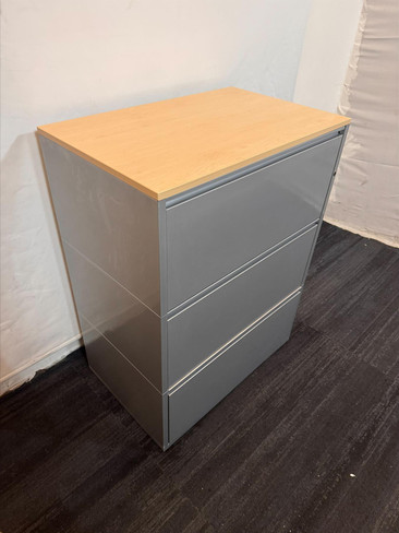 Beech And Dark Grey 3 Draw Filling Cabinet (961-1B9-6B2)