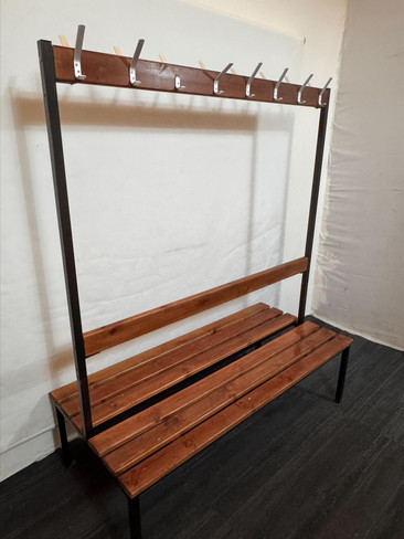 Walnut And Black Double Cloakroom  Bench (930-D0B-E12)