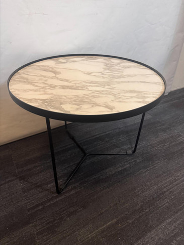 Black And Marble Round Coffee Table (821-3C1-7DE)