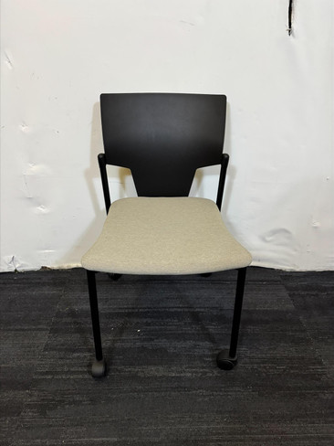 Pledge Light Grey And Black Mobile Stackable Chair (5B7-FA8-A51)