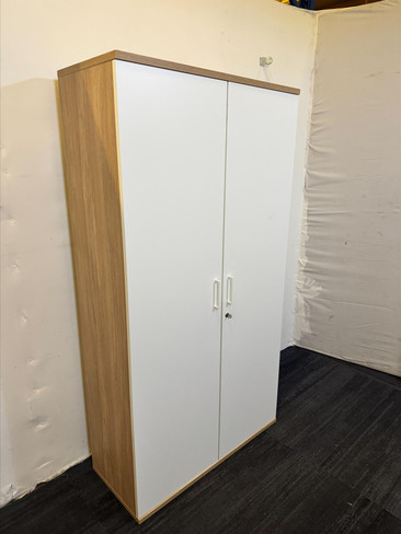 Light Wood And White 2 Door Vertical Storage Unit (17B-A81-7F8)