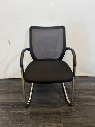Okamura Silver And Black Stackable Chairs (C58-8BD-E1C)