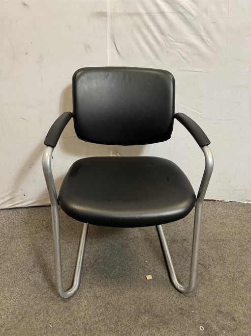 Connection Black And Silver Leather Chair (69B-070-0A8)