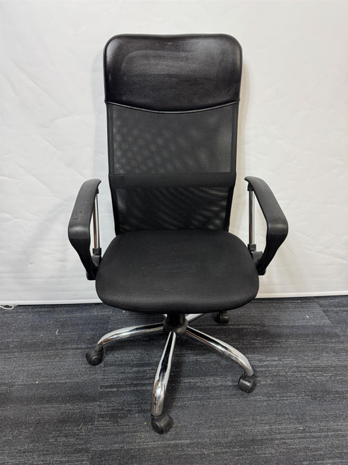 Black And Chrome Mesh Operator Chair (B53-4B4-ED6)
