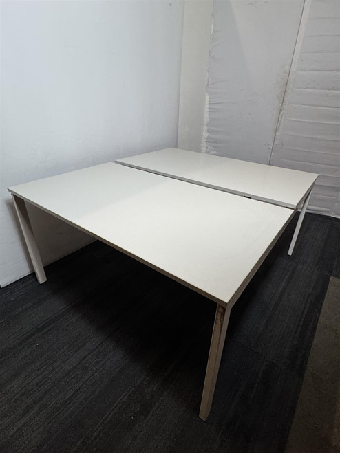 Kinnarps Light Grey Bank Of 2 Desks (A72-120-90C)_ Kinnarps Light Grey Bank Of 2 Desks (A72-120-90C)_