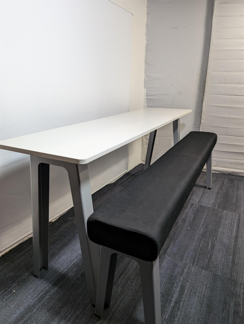 Steelcase B- Free White Bar Table & 2 Benches (A4D-54A-2FF)