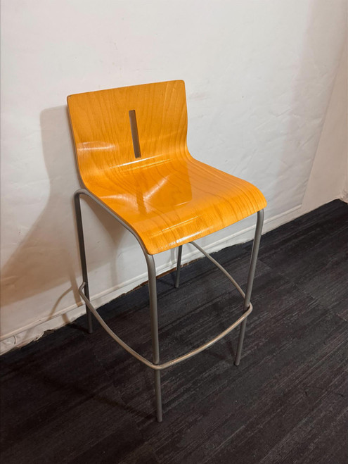 Oak And Silver Stool (77A-8CB-6A7)