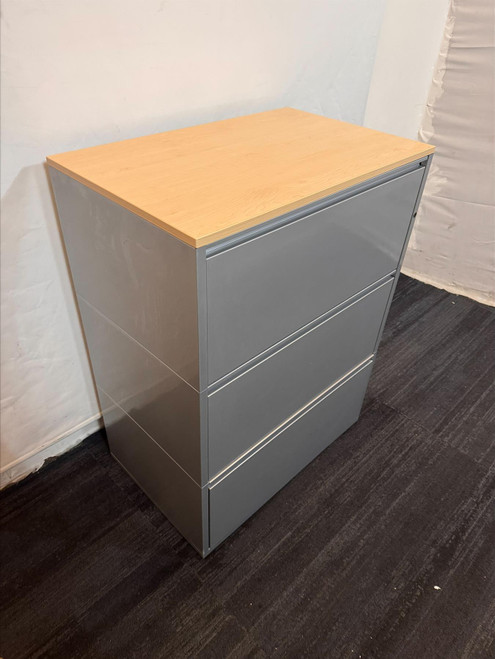 Beech And Dark Grey 3 Draw Filling Cabinet (961-1B9-6B2)