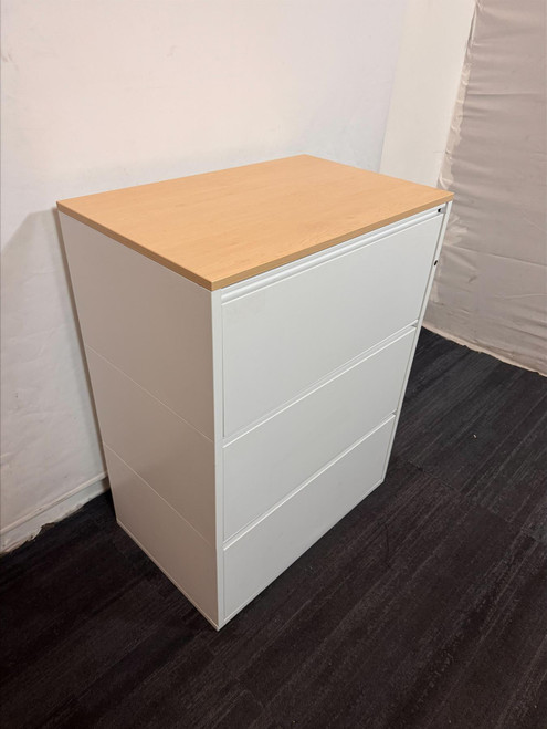 Beech And White 3 Draw Filling Cabinet (E55-015-07D)