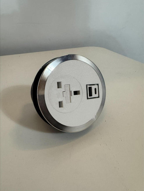 ABL White And Silver Desk Top Power (03E-CC8-7CB)