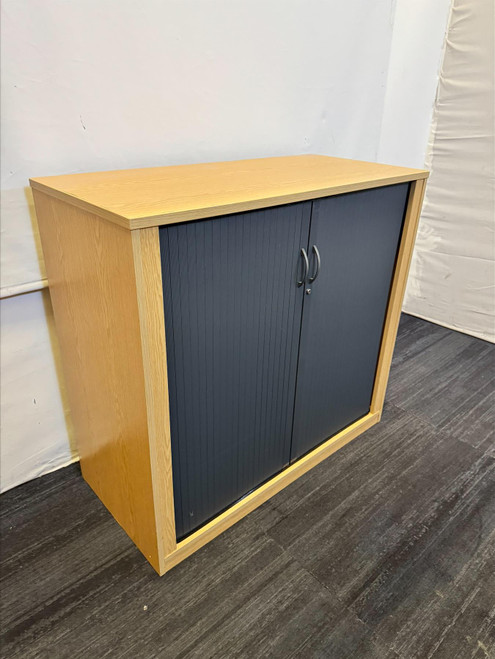 Cherry Oak And Dark Grey Tambour Unit (500-1DB-25F)