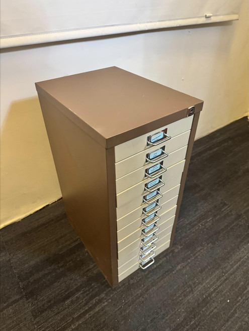 Brown And Cream 12 Draw Filling Cabinet (C9F-258-30E)