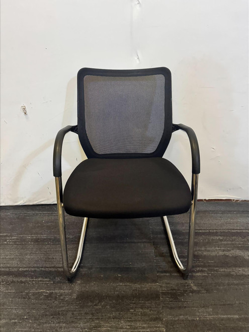 Okamura Silver And Black Stackable Chairs (C58-8BD-E1C)