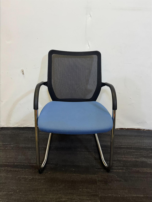 Okamura Light Blue And Black Stackable Chairs (629-752-2DD)