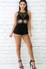 Floral Embroidered Crochet Romper