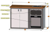 56" GALLEY, WOODEN COUNTER TOP, SINK, W/ NORCOLD REFRIGERATOR AND CABINET.