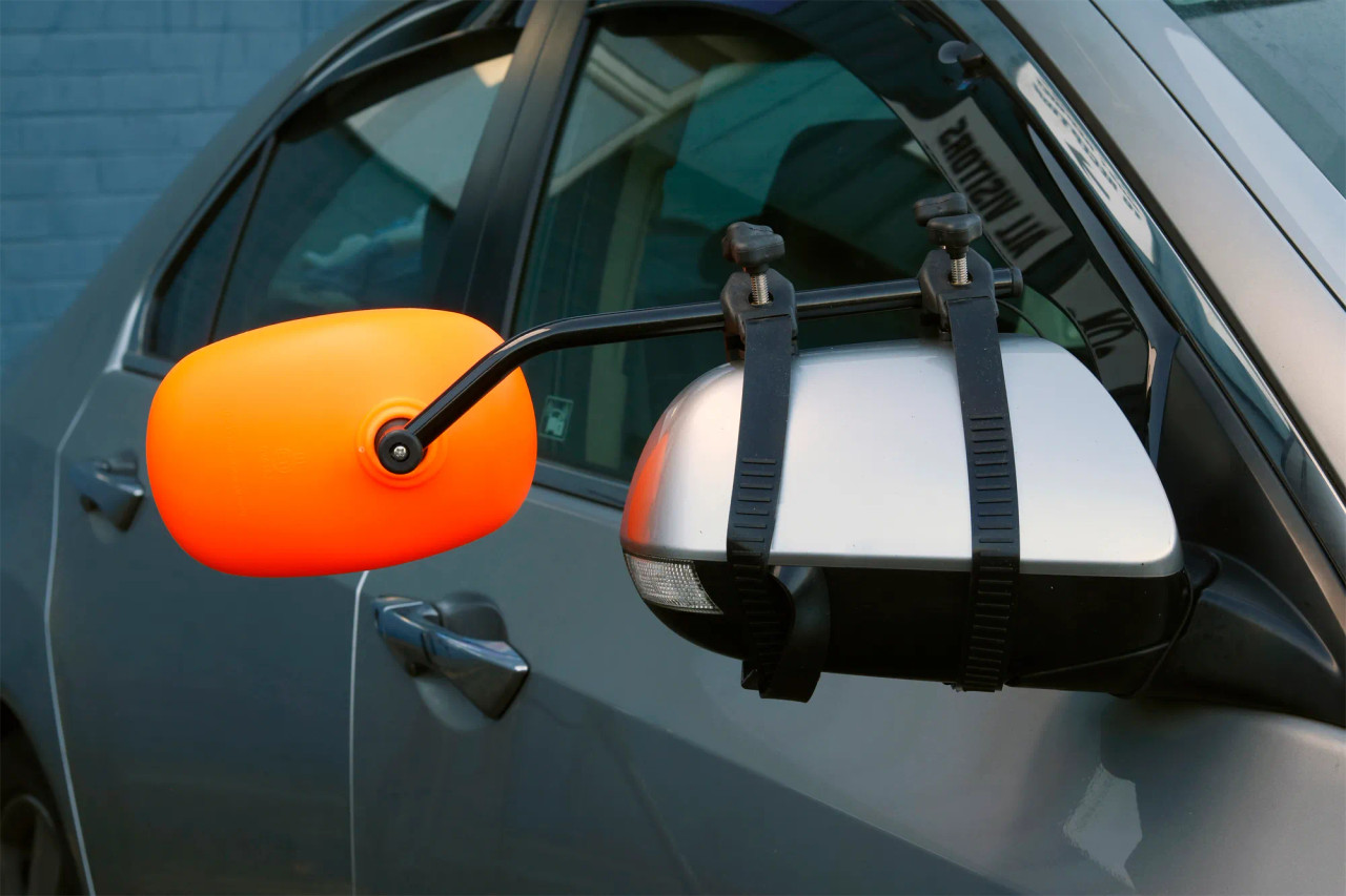 Pair Neon Orange Rock Steady Towing Mirrors