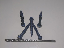 1/4X1 1/4 Slotted Hex Washer Concrete Screw With Drill Bit Blue Perma Seal (Pack Qty 100) BC-1420CNSW