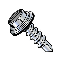 1/4-14X1 1/2 Slotted Ind Hex washer w/Bonded Neo EPDM Washer Self Drill Full Thread Zinc (Pack Qty 1,000) BC-1424KSWN