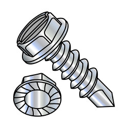 1/4-14X1 Slotted Indented Hex Washer Serrated Self Drilling Screw Full Thread Zinc (Pack Qty 2,500) BC-1416KSWS