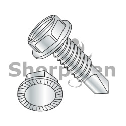8-32X1/2 Slotted Indented Hex Washer Serrated Self Drilling Screw Full Thread Zinc (Pack Qty 10,000) BC-0808KSWSMS