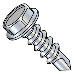 8-18X1 Unslotted Indented Hex washer Self Drill Screw Full Thread Zinc (Pack Qty 6,000) BC-0816KW