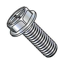 1/4-20X1 Combo (Slotted/Phillips) Indent Hex washer Machine Screw Full Thread Zinc (Pack Qty 2,000) BC-1416MCW