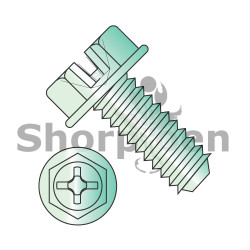 10-32X3/8 Combo Slotted/Phil Ind Hex washer Machine Screw Header point Full Thread Zinc Green (Pack Qty 7,000) BC-1106MCWHG