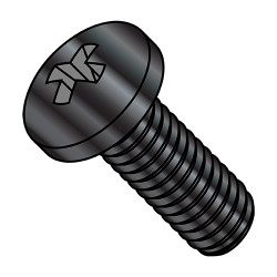 M2-0.4X10 Din 7985 A Metric Phil Pan Machine Screw Full Thread 18-8 Stainless Steel Black Oxide (Pack Qty 4,000) BC-M210MPP188B