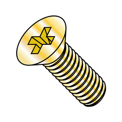 1/4-20X1 Phillips Flat Machine Screw Fully Threaded Zinc Yellow (Pack Qty 3,000) BC-1416MPFY