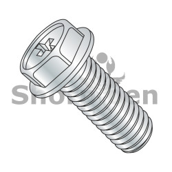 4-40X1/4 Phillips Indented Hex Washer Machine Screw Fully Threaded Zinc (Pack Qty 10,000) BC-0404MPW