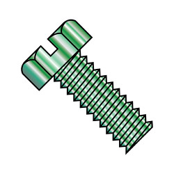 10-32X3/8 Slotted Indented Hex Head Machine Screw Fully Threaded Zinc Green (Pack Qty 9,000) BC-1106MSHG