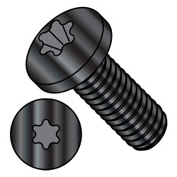 1/4-20X1 1/4 6 Lobe Pan Machine Screw Fully Threaded Black Zinc (Pack Qty 1,500) BC-1420MTPBZ