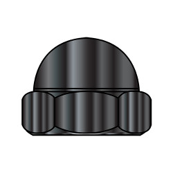 1/4-20 Two Piece Low Crown Cap Nut Black Zinc (Pack Qty 2,000) BC-14NCBZ