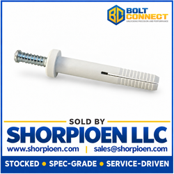 1/4X1 1/2 Two Piece Nylon Anchor Rivet Round Head White Nylon Steel Pin (Pack Qty 1,000) BC-141500PRSWH