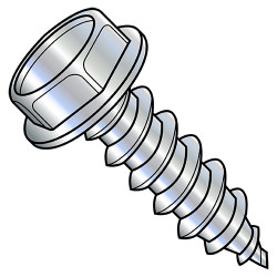 1/4-14X1 1/2 Unslotted Ind Hex Washer 7/16 A/F Self Tap Screw Type A B Full Thread Zinc (Pack Qty 1,250) BC-142407ABW