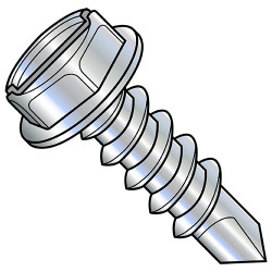 14X1 Slotted Indented Hex Washer 7/16 A/F Self Drilling Screw Full Thread Zinc (Pack Qty 2,500) BC-141607KSW