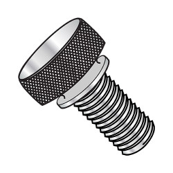 10-32X1/2 Knurled Thumb Screw with Washer Face Full Thread Aluminum (Pack Qty 100) BC-1108TKWAL