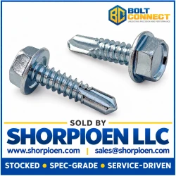 1/4-14X1 1/2 7/16 A/F .172-.190 Head Hgt Unslotted Ind Hex Washer Self Drilling Full Th Zinc (Pack Qty 1,250) BC-142407KW