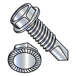 1/4-20X1 1/2 7/16 A/F Unslotted Indented Hex washer Serrated Self Drill Full Thread Zinc (Pack Qty 1,250) BC-142407KWSMS