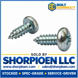 1/4-14X1/2 Phillips Pan Serrated Self Tapping Screw Type AB Fully Threaded Zinc (Pack Qty 4,000) BC-1408ABPPS