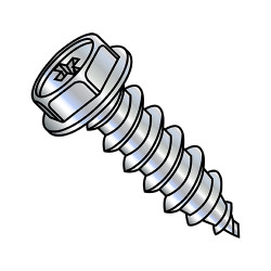 6-20X3/8 Phillips Indented Hex Washer Self Tapping Screw Type AB Fully Threaded Zinc (Pack Qty 10,000) BC-0606ABPW