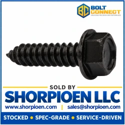 1/4-14X3/4 Unslotted Ind Hex Washer Self Tap Screw Type AB Full Thread 18 8 Stainless Black Oxide (Pack Qty 1,000) BC-1412ABW188B