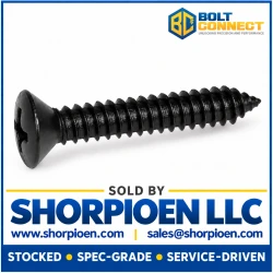10-12X1 Phillips Oval Self Tapping Screw Type A Fully Threaded Black Oxide and Oil (Pack Qty 6,000) BC-1016APOB