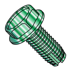 10-32X3/8 Unslotted Ind Hex Washer Thread Cutting Screw Type 1 Full Thread Zinc Green (Pack Qty 8,000) BC-11061WG
