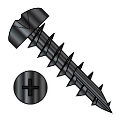 10-9X1 Phillips Pan Deep Thread Screw Type 17 point Full Thread Black Oxide and Oil (Pack Qty 3,000) BC-1016DPP17B