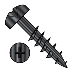 10-9X1 1/2 Phillips Pan Deep Thread Screw Type 17 point 2/3 Thread Black Oxide and Oil (Pack Qty 2,000) BC-1024DPP17B